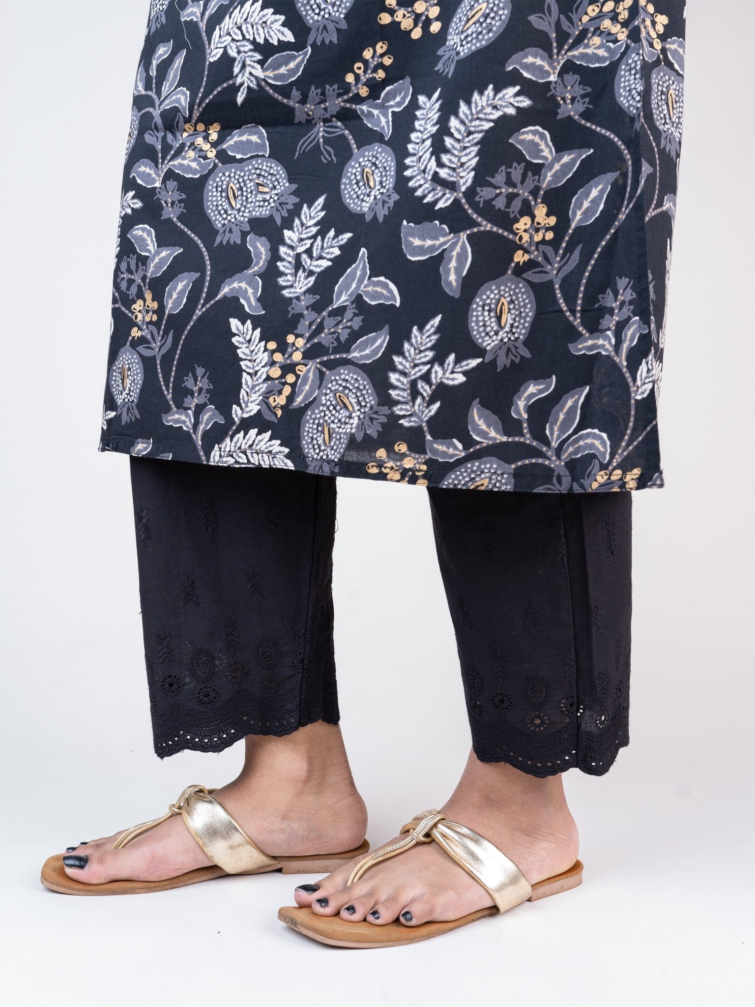 Abriya Cotton Embroidered Straight Pant - AINA