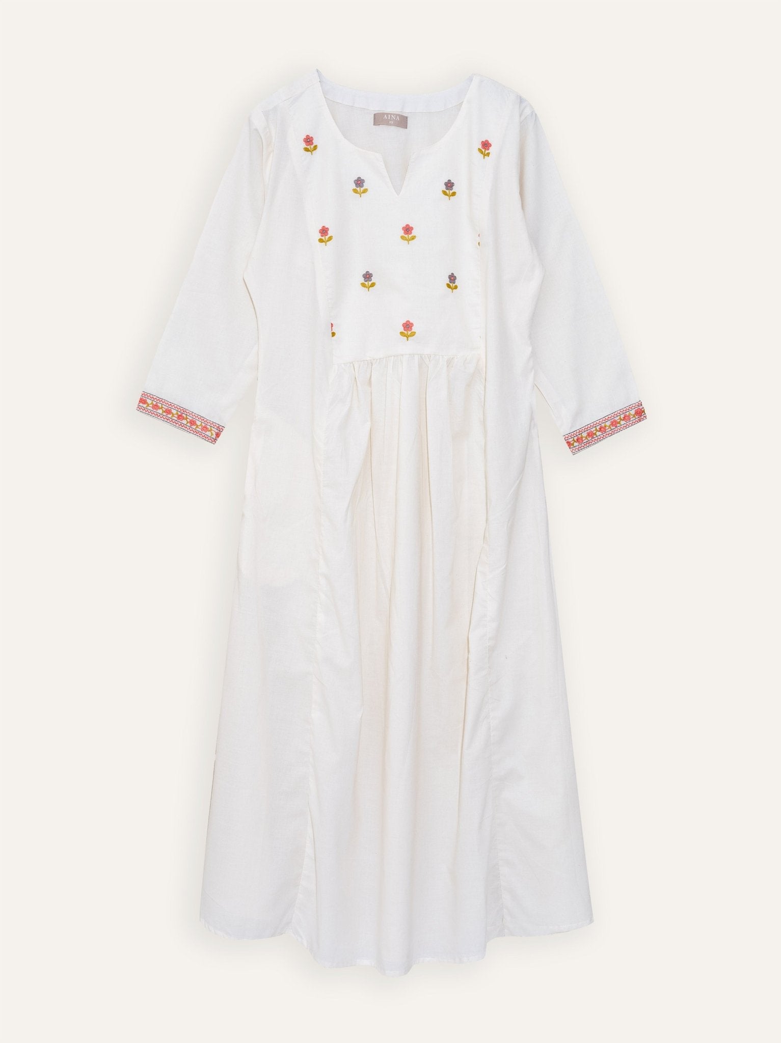 Adyasha Cotton Embroidered A - Line Kurta - AINA