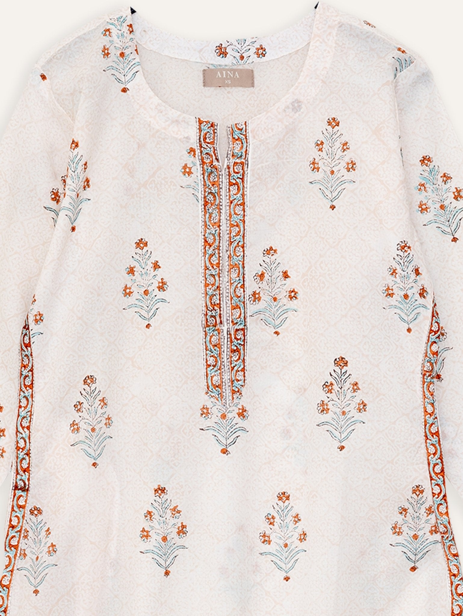 Akansha Cotton Block Printed Straight Kurta - AINA