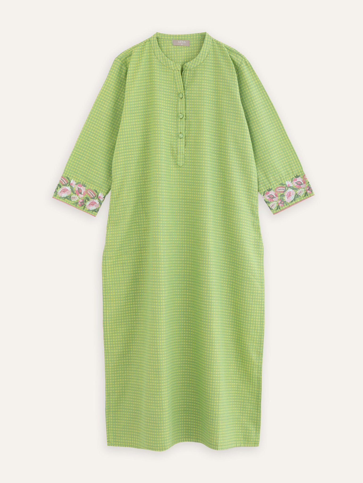 Ameera Cotton Handloom Embroidered Straight Kurta - AINA