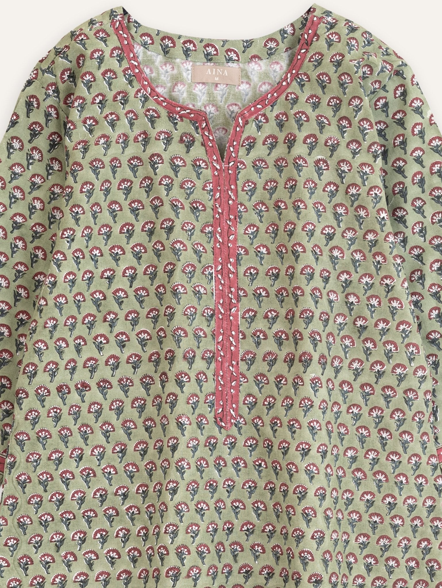 Chaahat Cotton Block Printed Straight Kurta - AINA