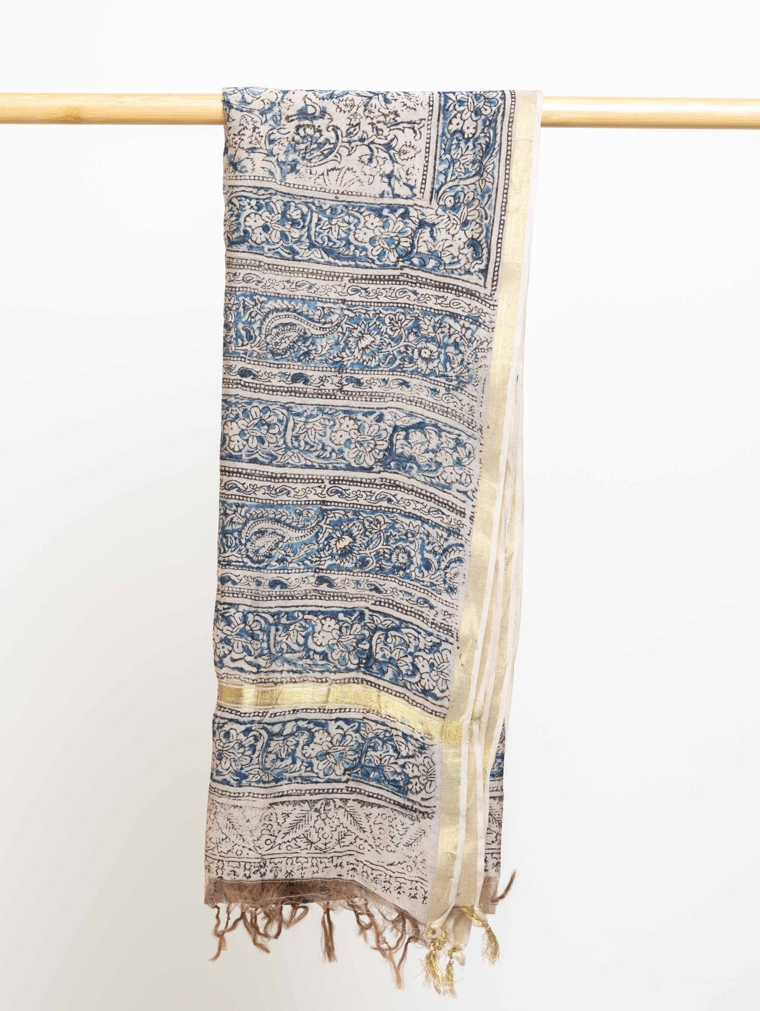 Chanderi Kalamkari Block Printed Dupatta - AINA