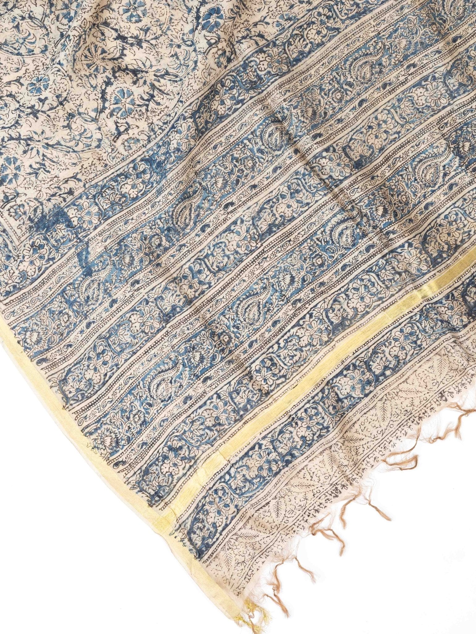 Chanderi Kalamkari Block Printed Dupatta - AINA