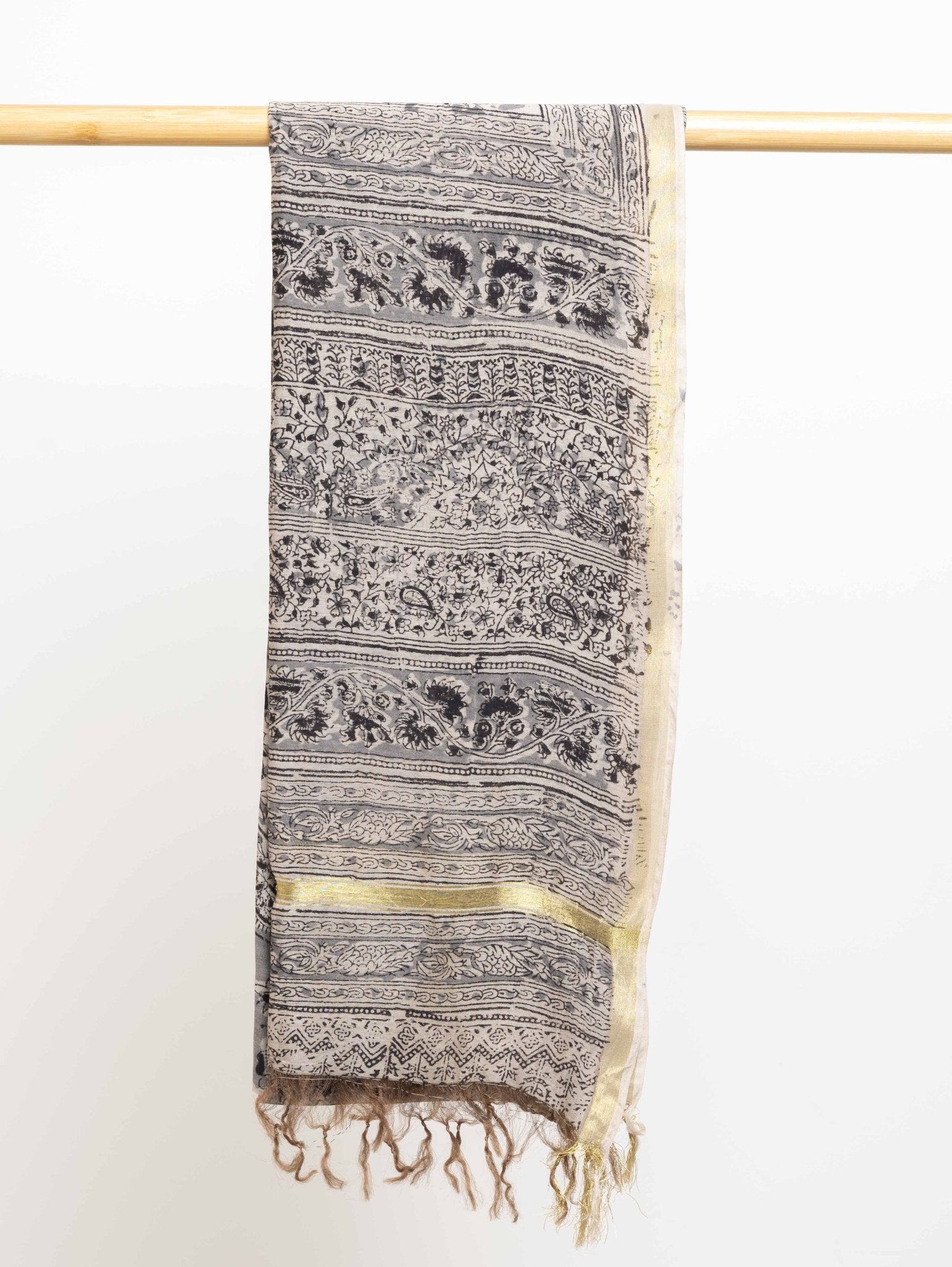 Chanderi Kalamkari Block Printed Dupatta - AINA