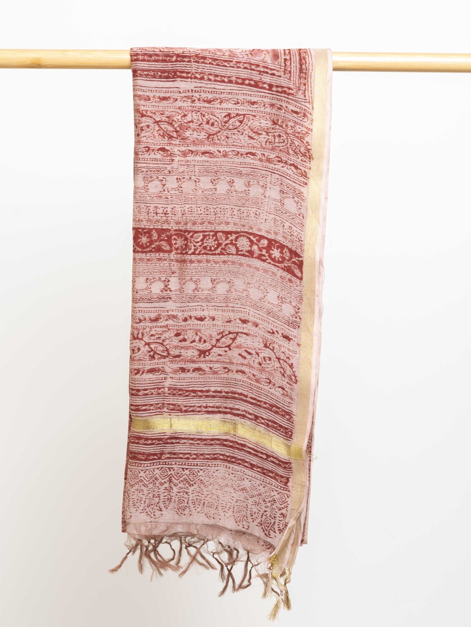 Chanderi Kalamkari Block Printed Dupatta - AINA