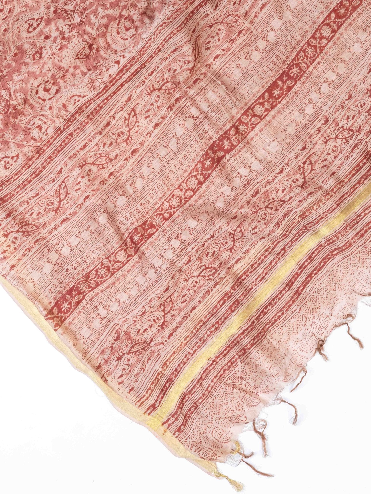 Chanderi Kalamkari Block Printed Dupatta - AINA