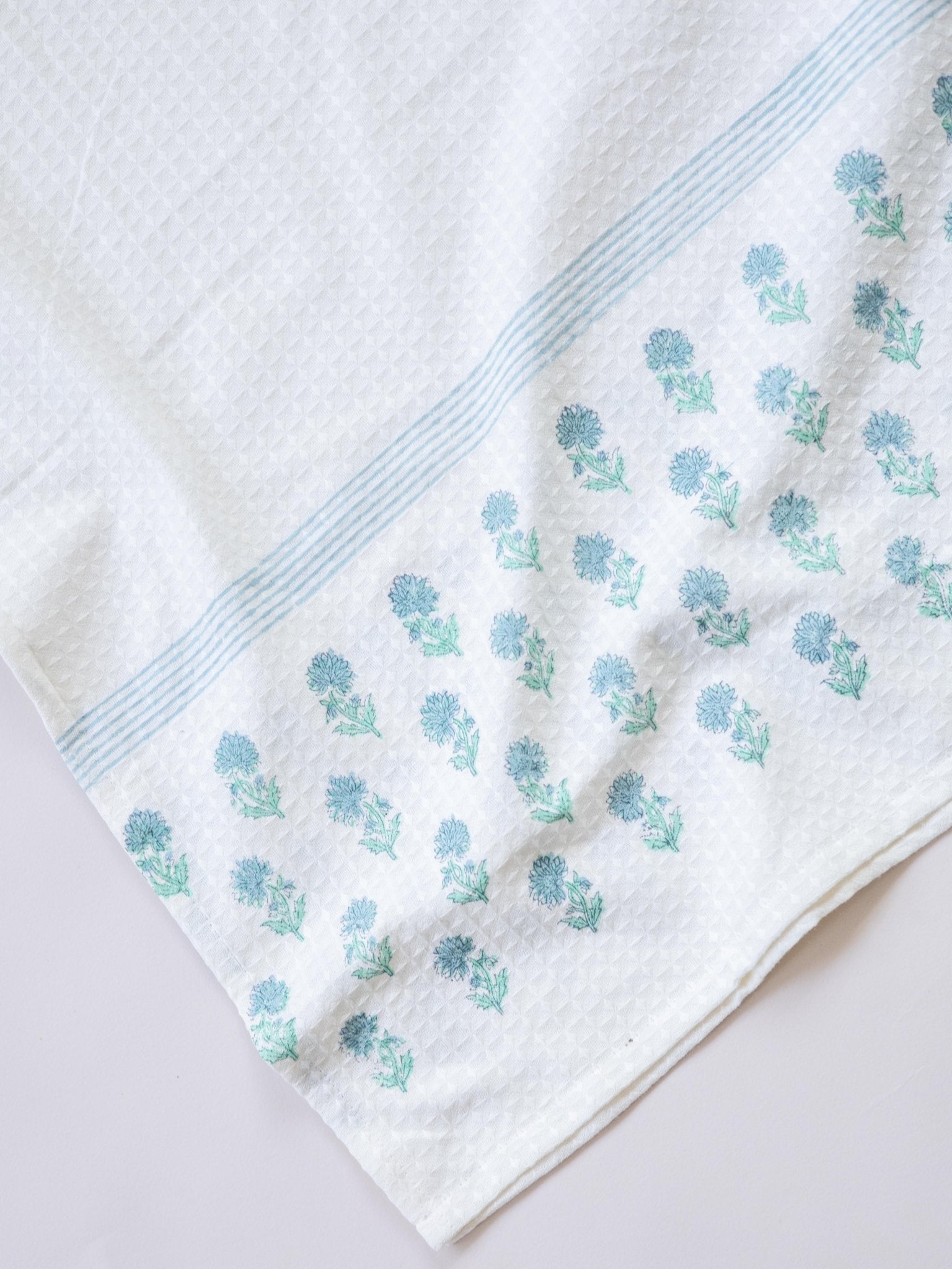 Cotton Block Printed Honeycomb Bath Towel - AINA