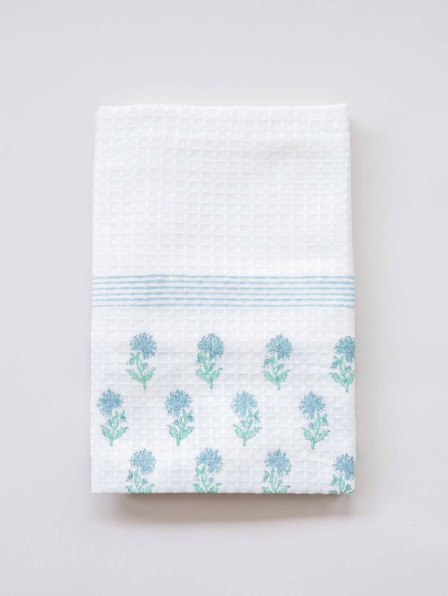 Cotton Block Printed Honeycomb Bath Towel - AINA