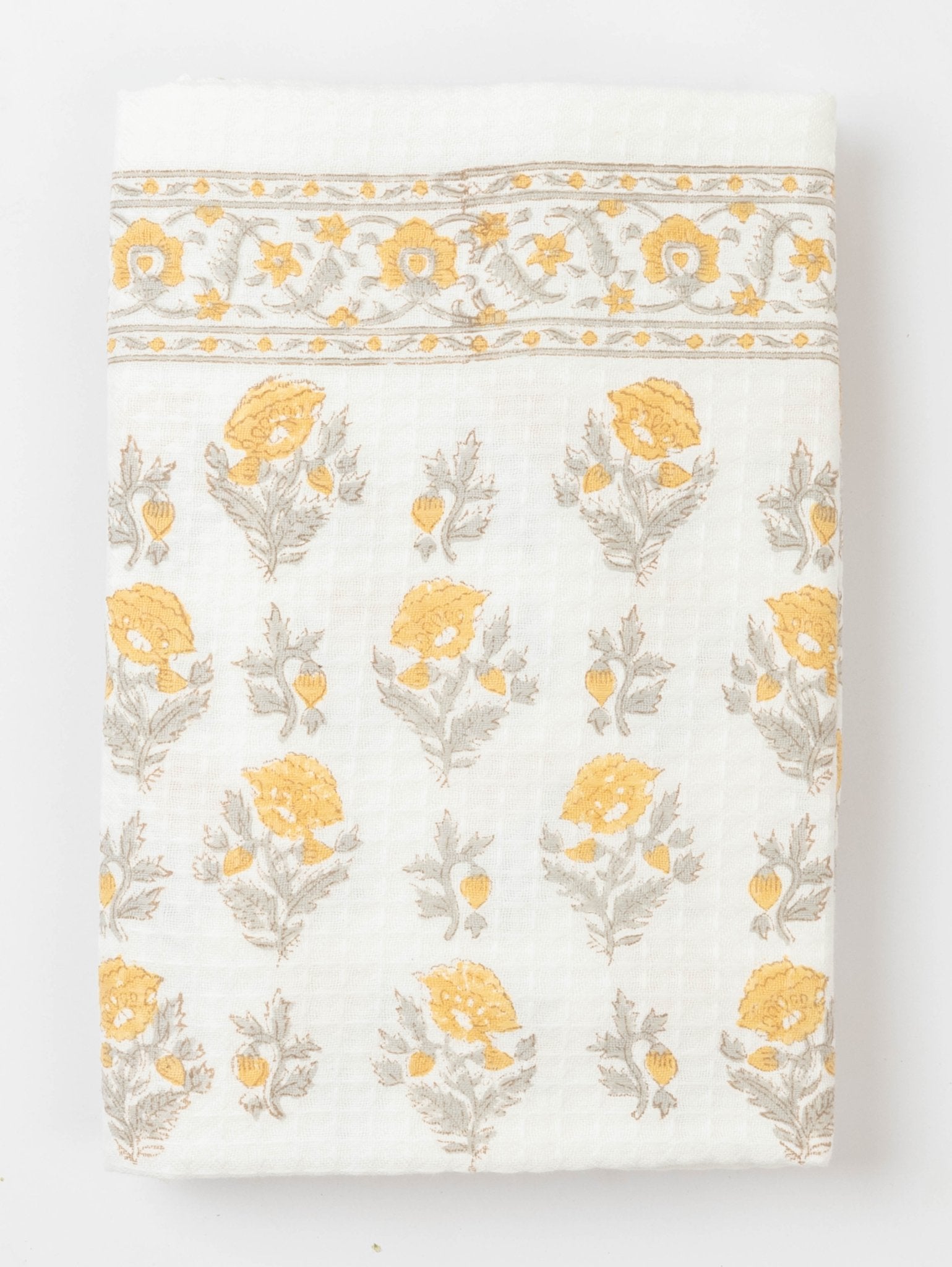 Cotton Block Printed Honeycomb Bath Towel - AINA