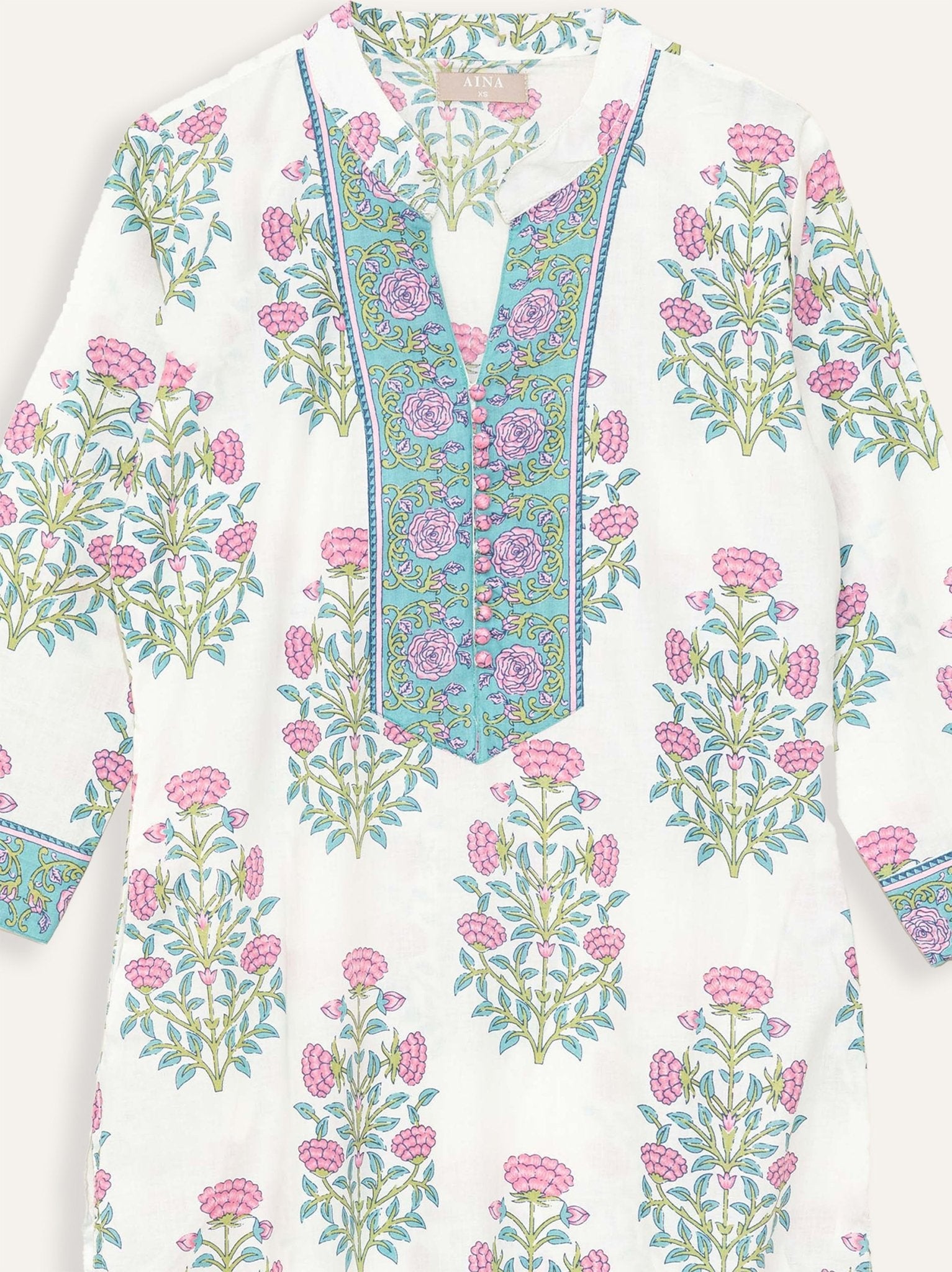 Gehna Cotton Printed Straight Kurta - AINA