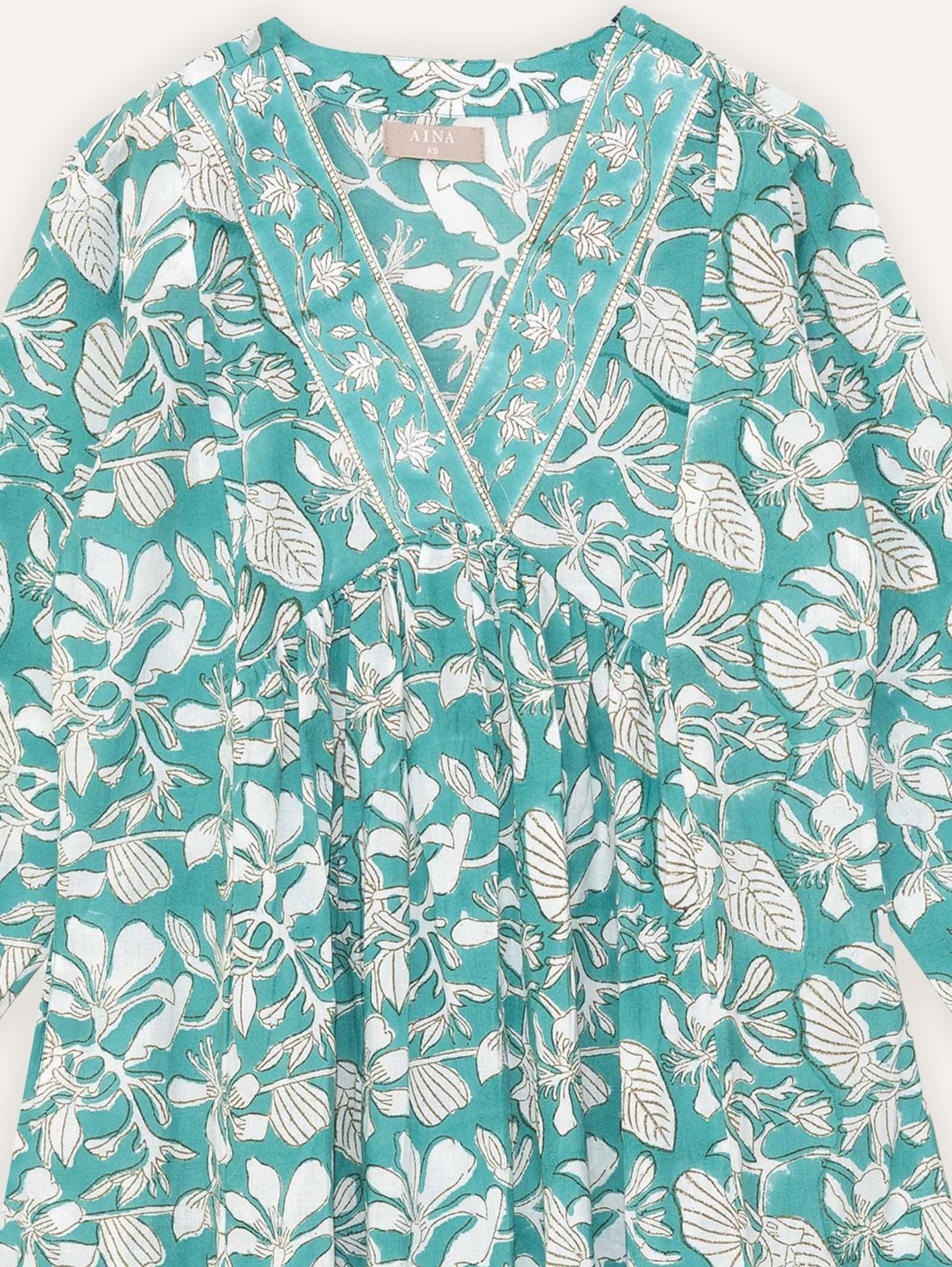 Greeshma Cotton Block Printed A - Line Kurta - AINA