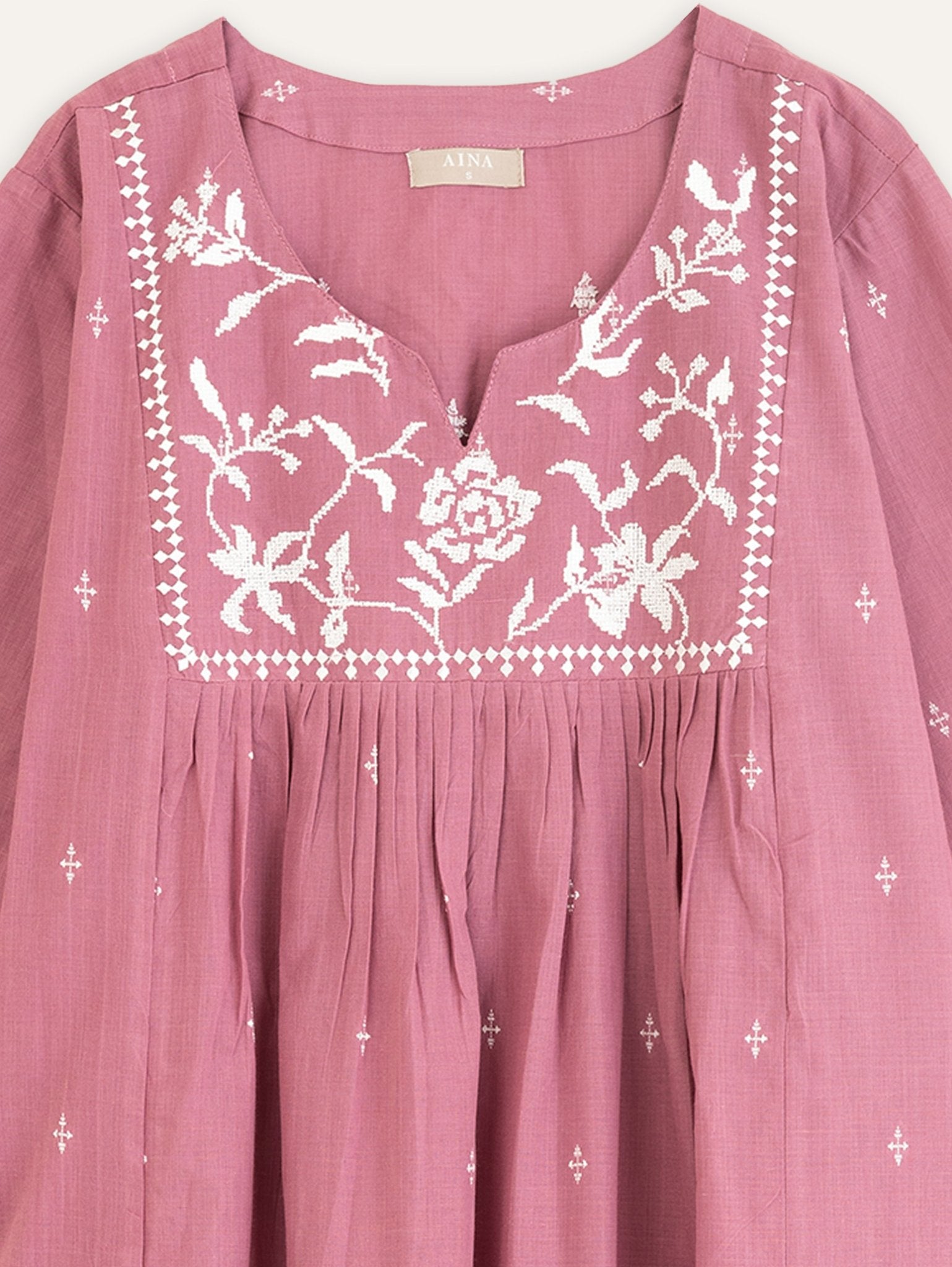 Hamna Cotton Handloom Embroidered A - Line Kurta - AINA