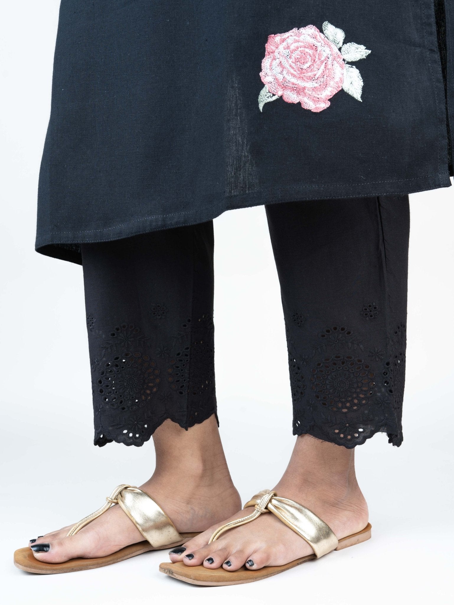 Hardi Cotton Embroidered Straight Pant - AINA