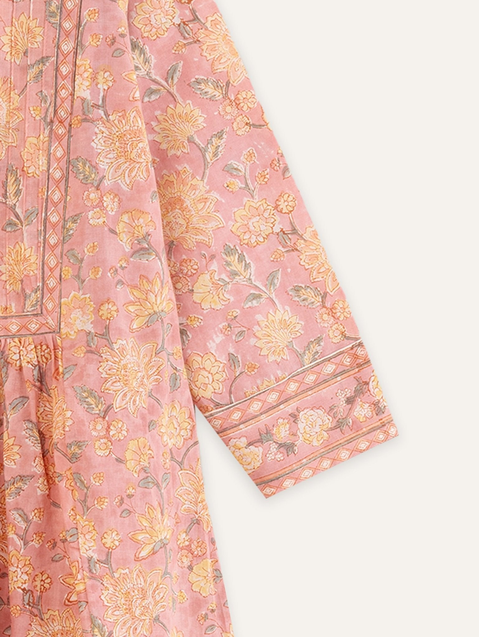 Haya Cotton Block Printed A - Line Kurta - AINA