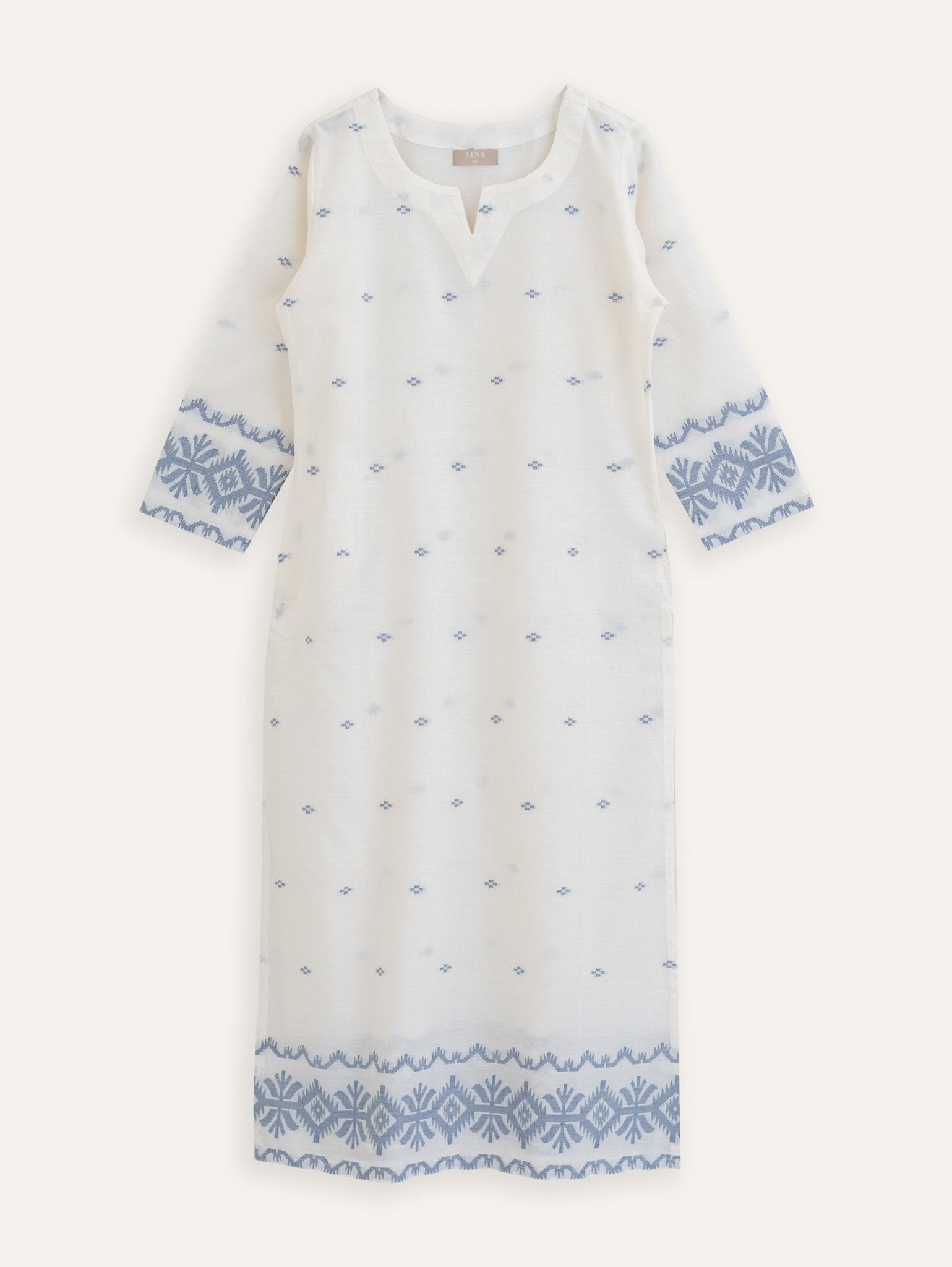 Ina Cotton Jamdani Straight Kurta - AINA