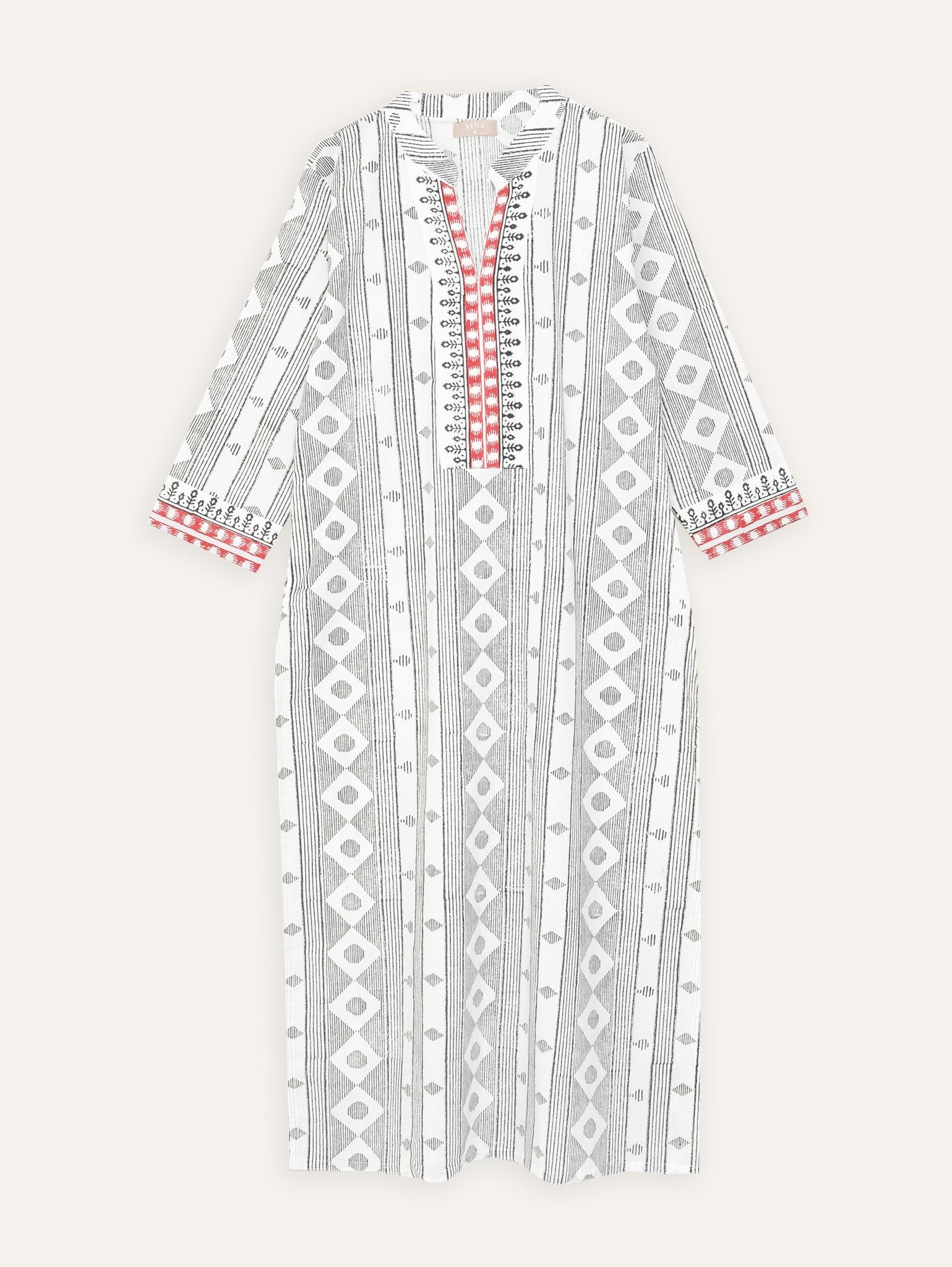 Kashi Cotton Block Printed Straight Kurta - AINA