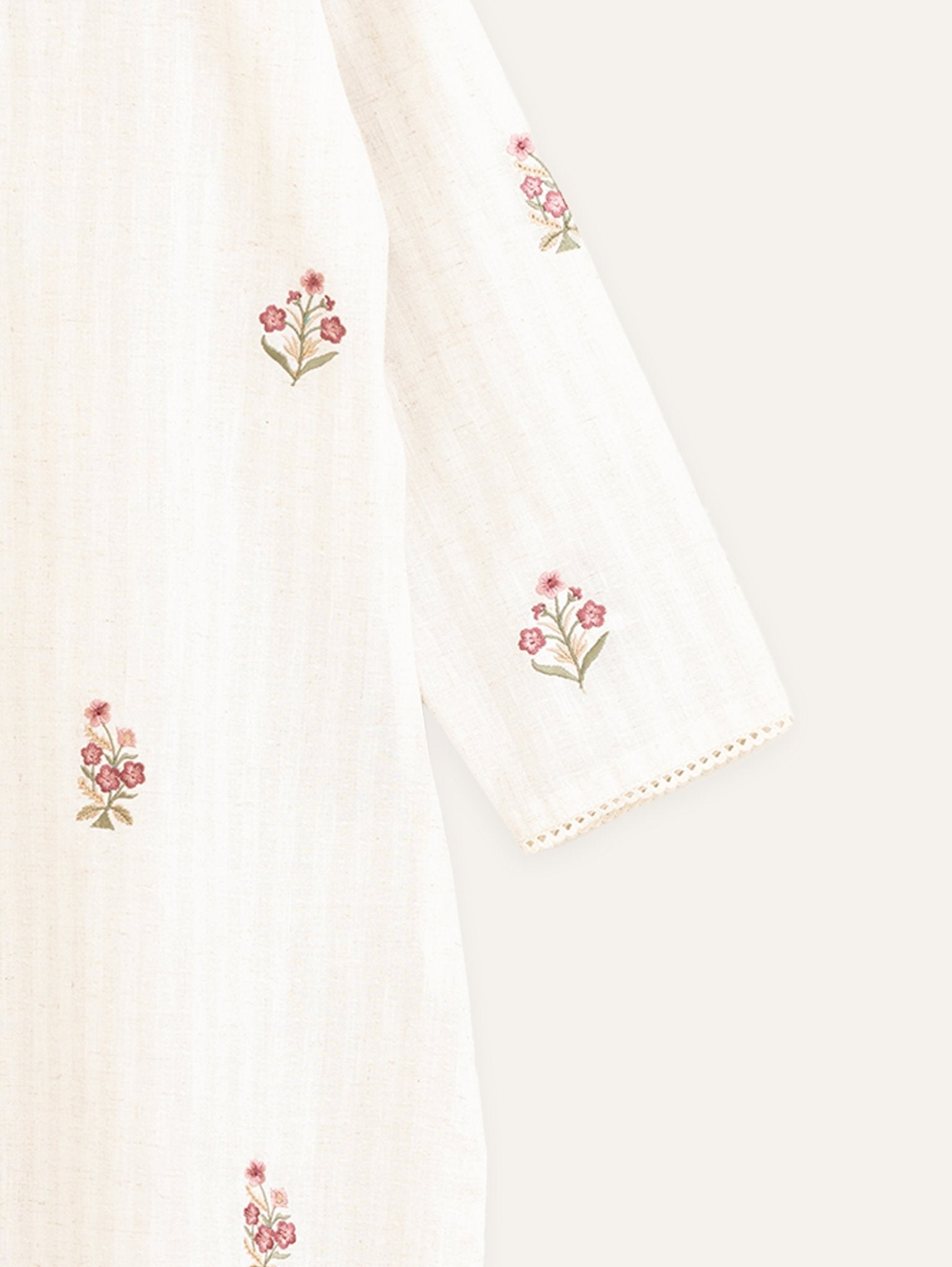 Khushboo Cotton Handloom Embroidered Straight Kurta - AINA