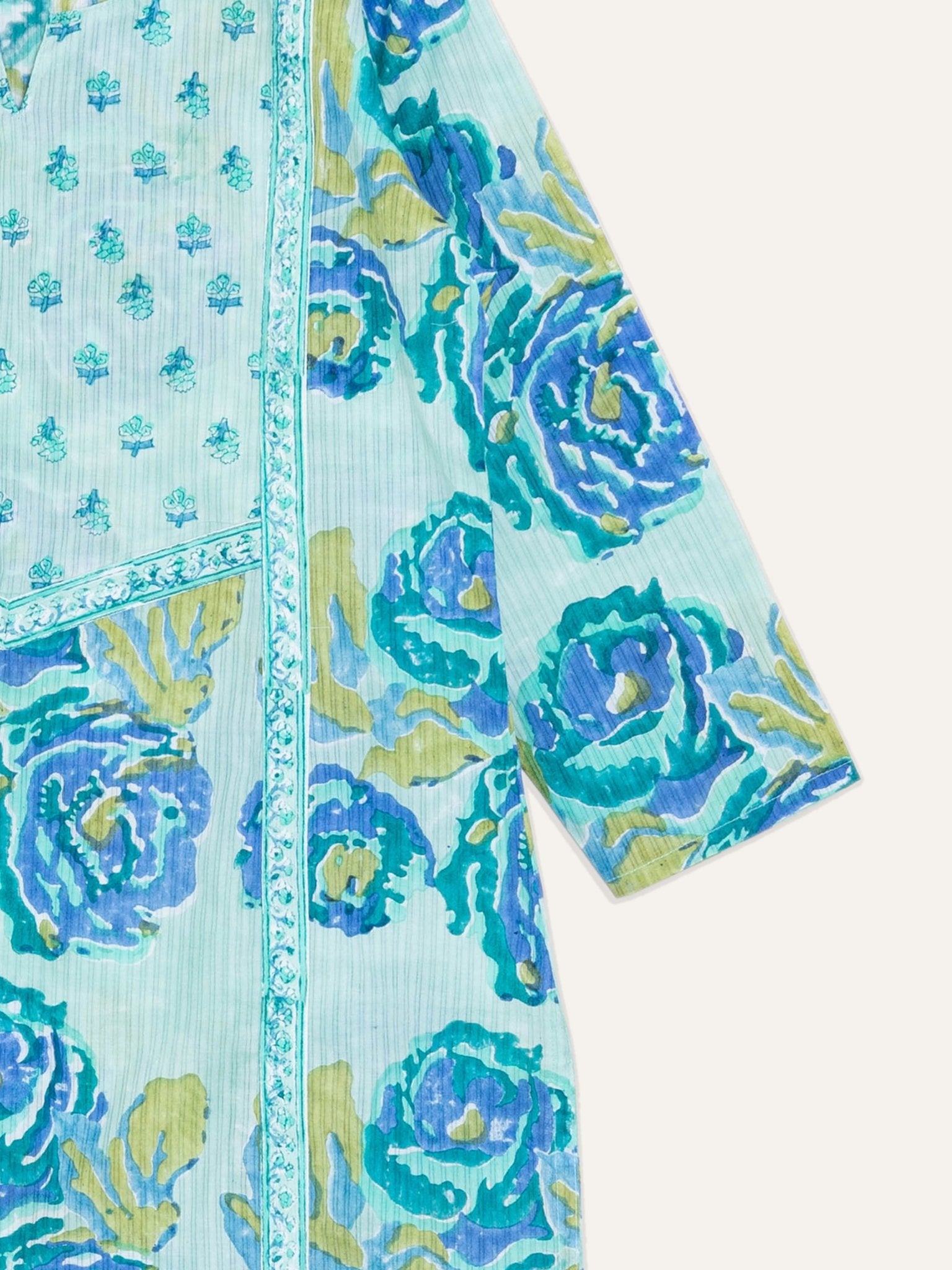 Lisa Cotton Block Printed A - Line Kurta - AINA