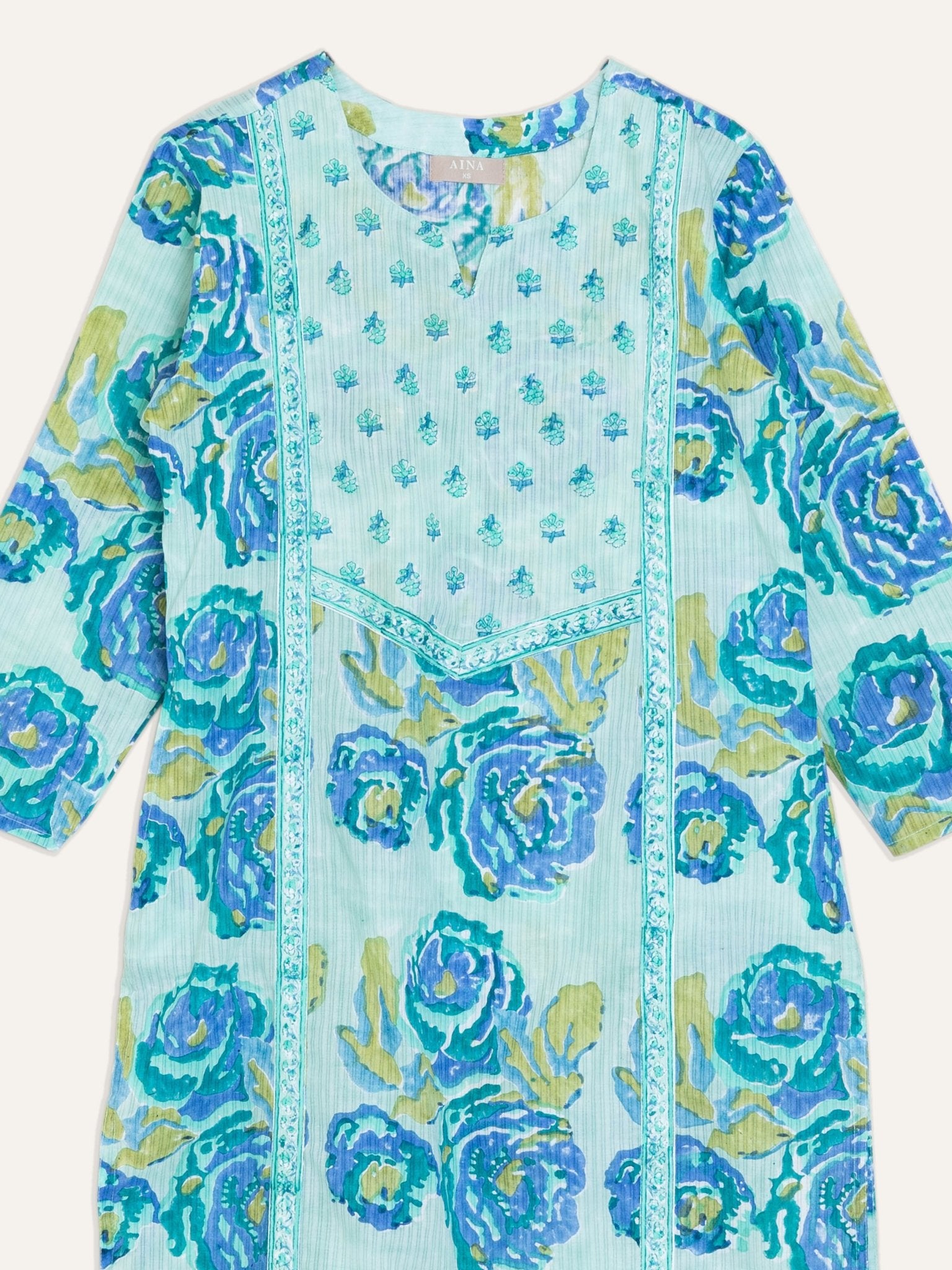 Lisa Cotton Block Printed A - Line Kurta - AINA