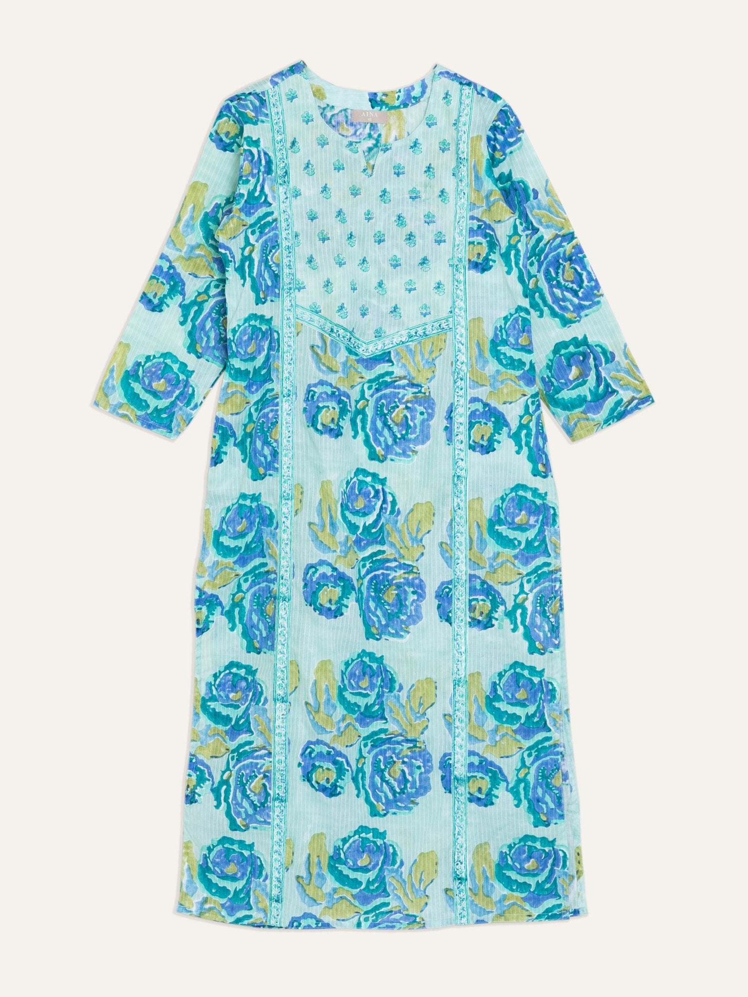 Lisa Cotton Block Printed A - Line Kurta - AINA