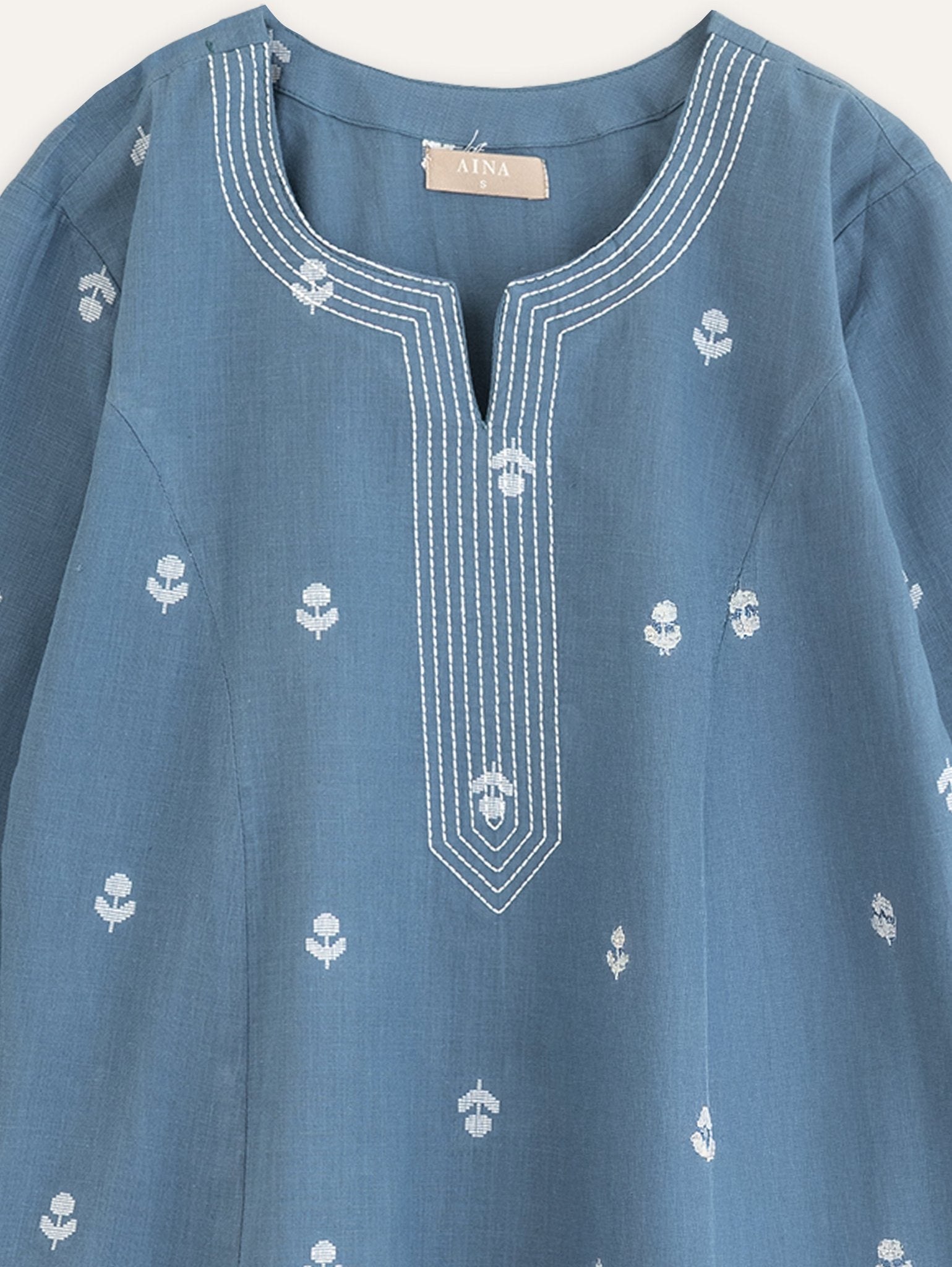 Manjula Cotton Handloom Embroidered A Line Kurta - AINA