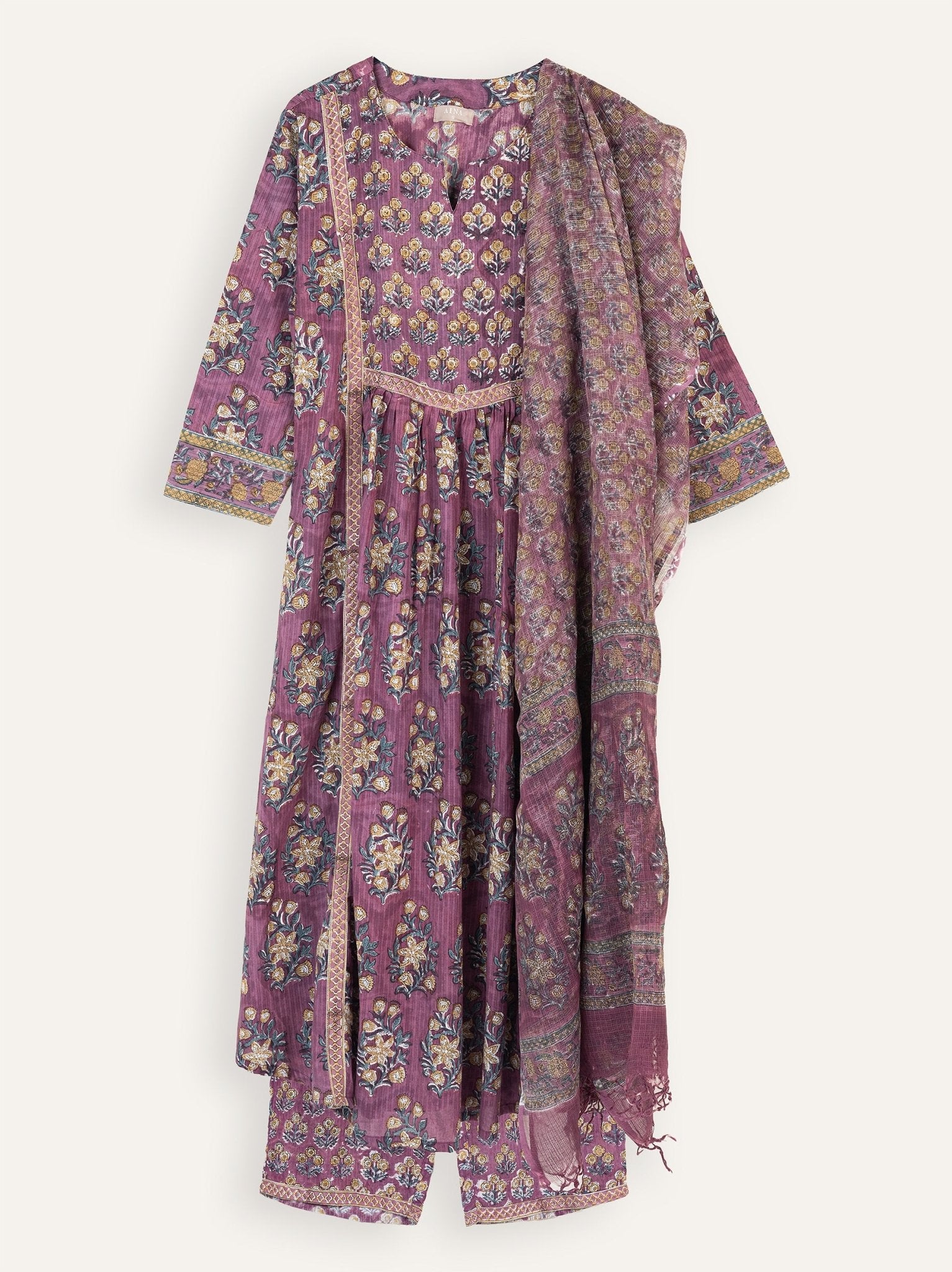 Meena Cotton Block Printed Palazzo - AINA