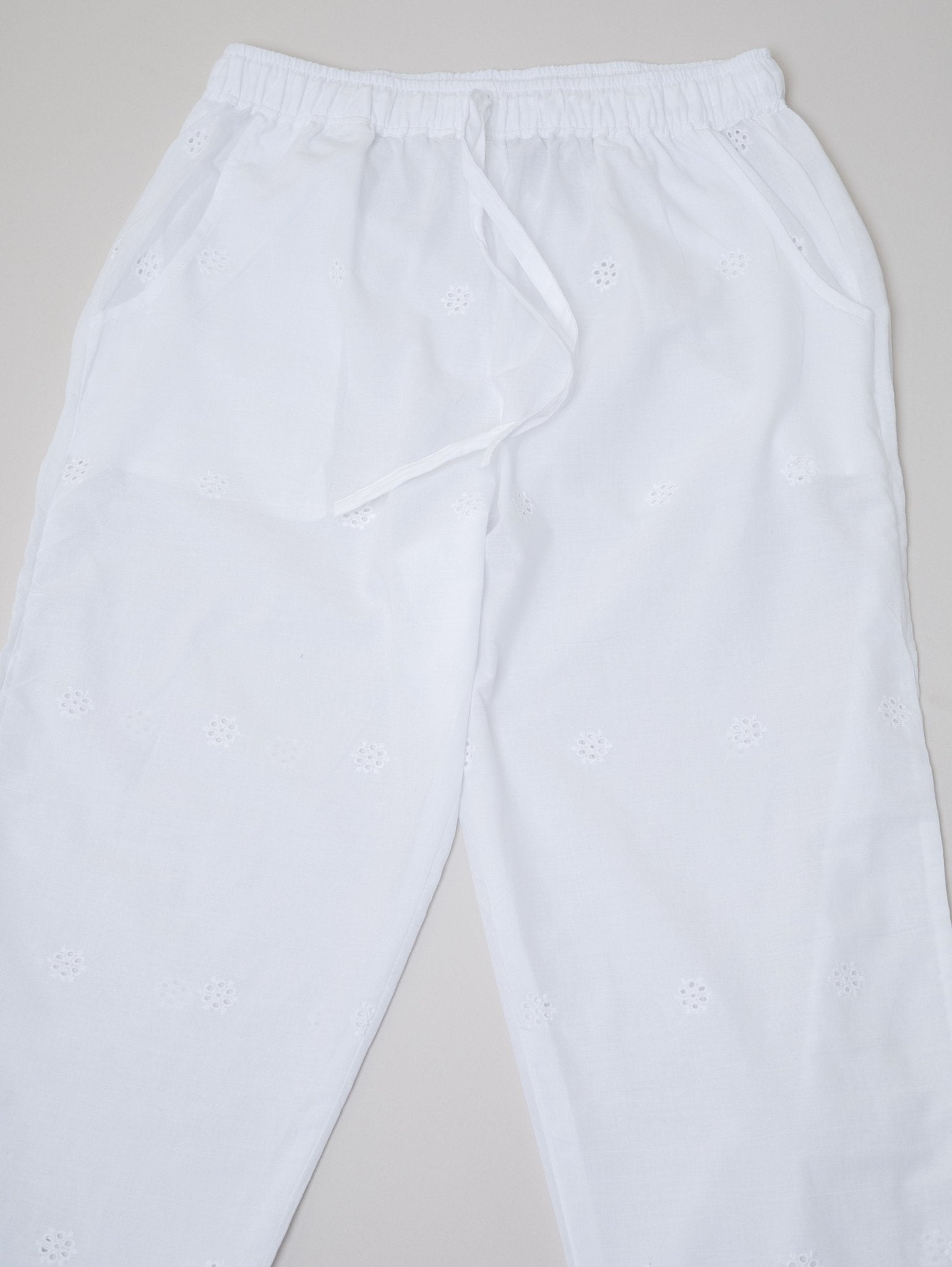 Mizriya Cotton Embroidered Straight Pant - AINA
