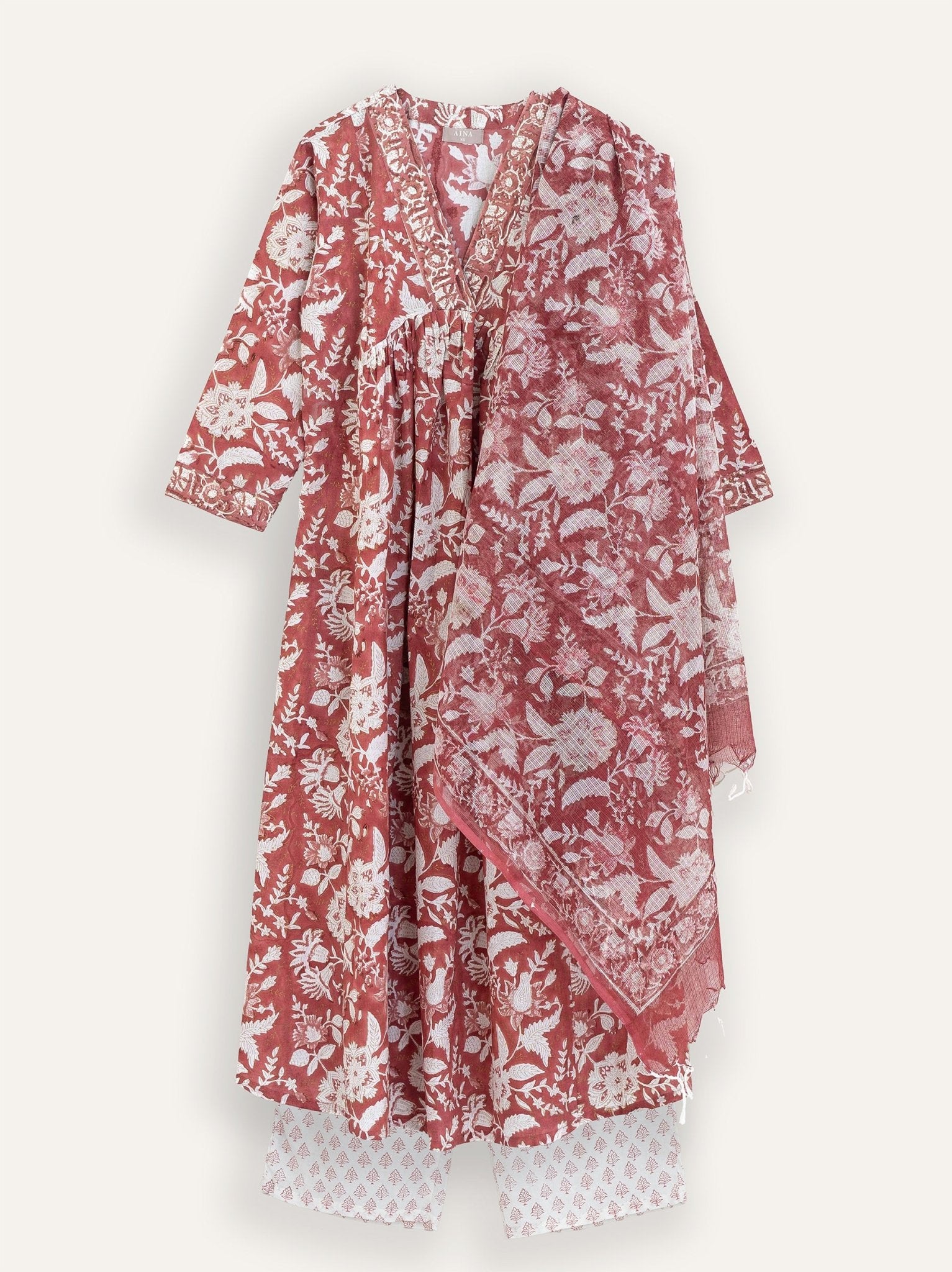 Munira Cotton Block Printed Palazzo - AINA