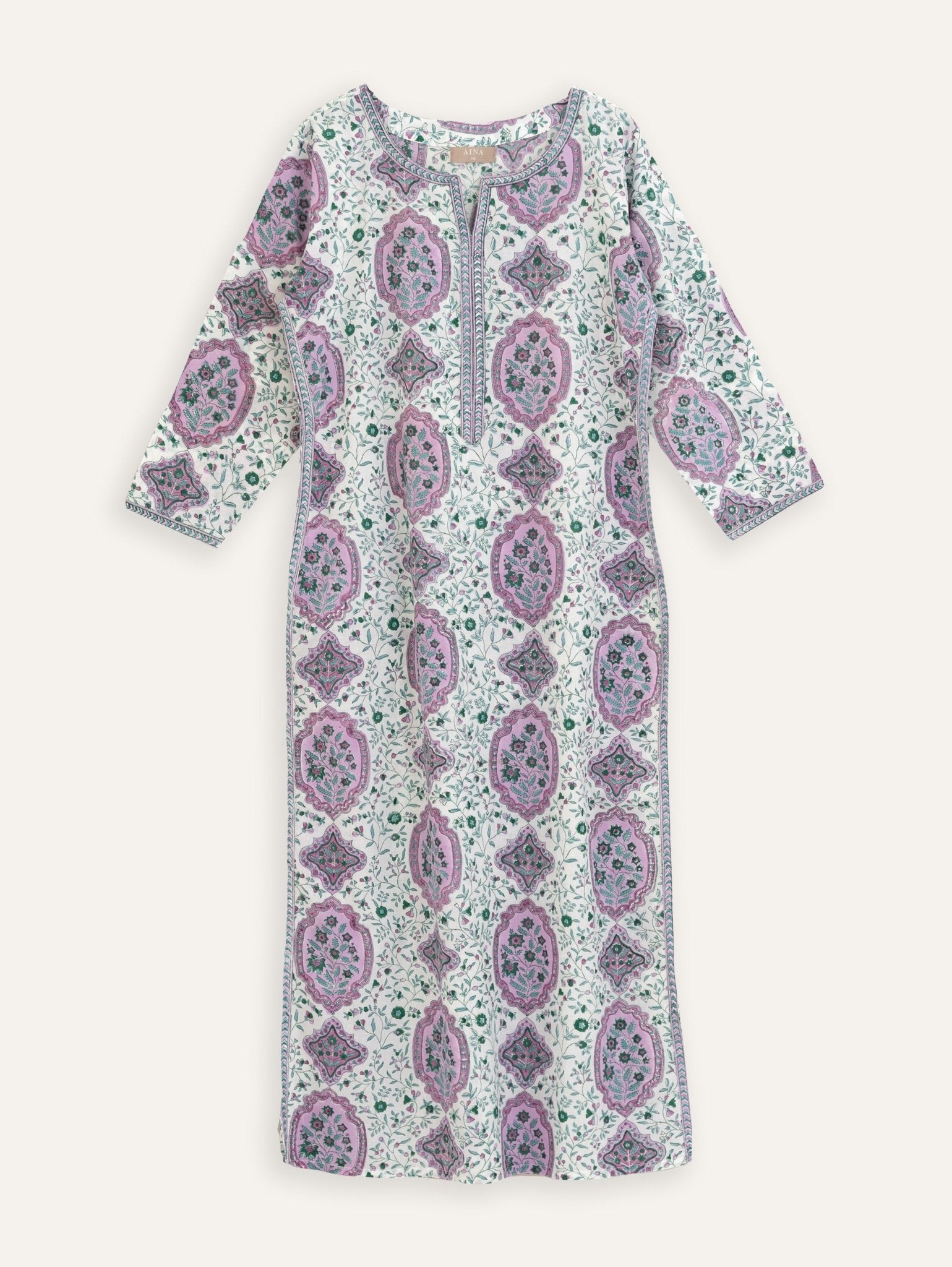 Murtaza Cotton Block Printed Straight Kurta - AINA