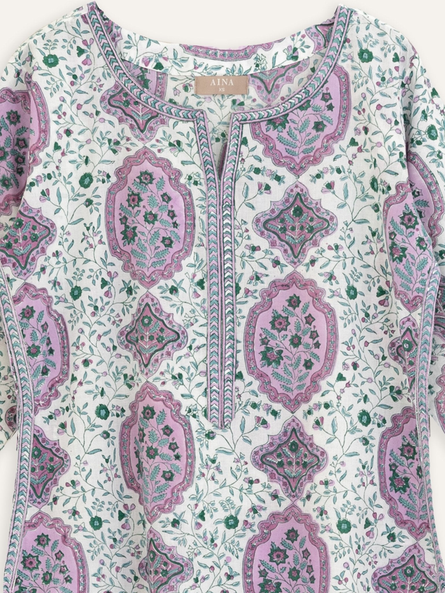 Murtaza Cotton Block Printed Straight Kurta - AINA