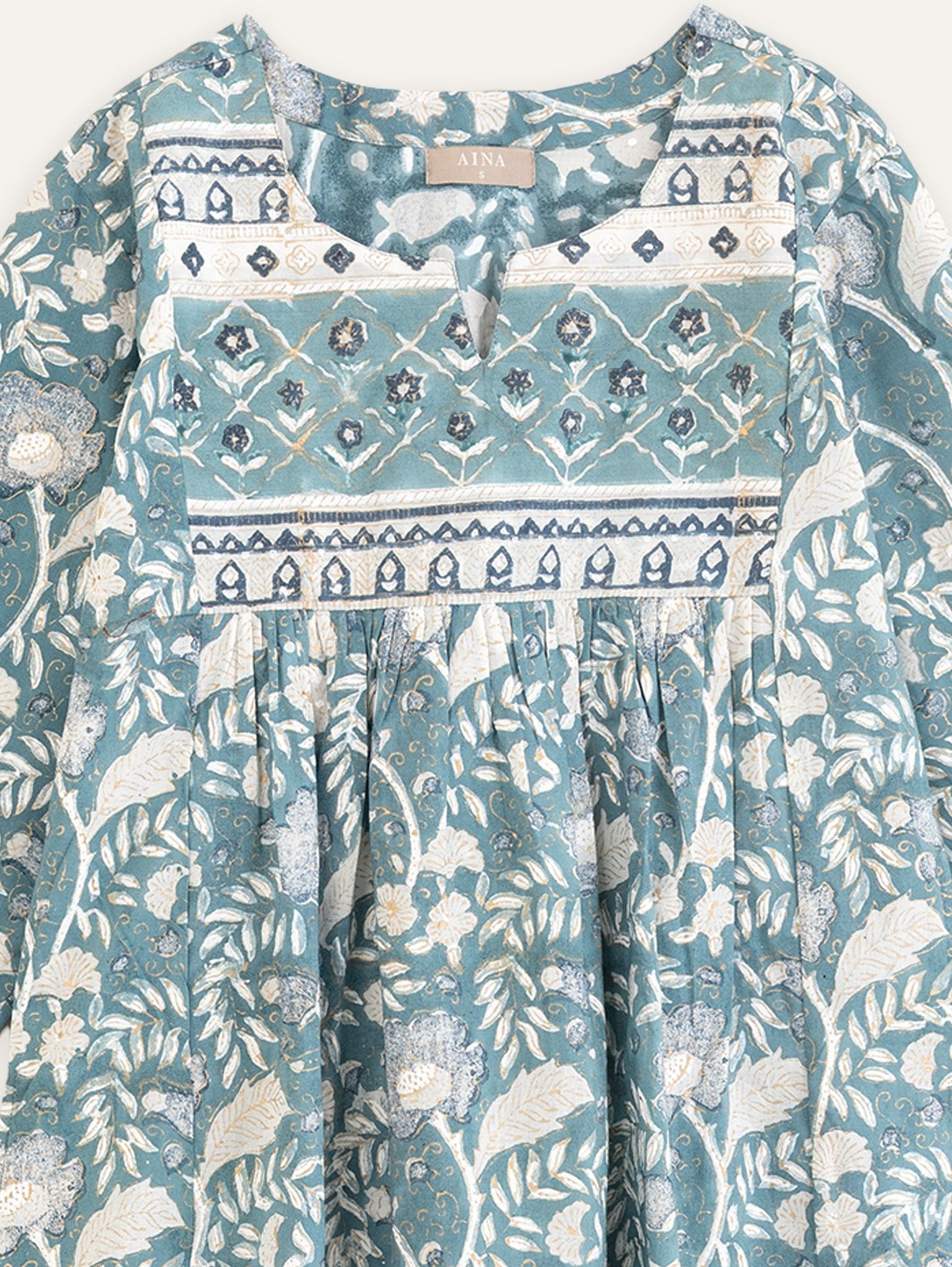 Nipuna Cotton Block Printed A - Line Kurta - AINA