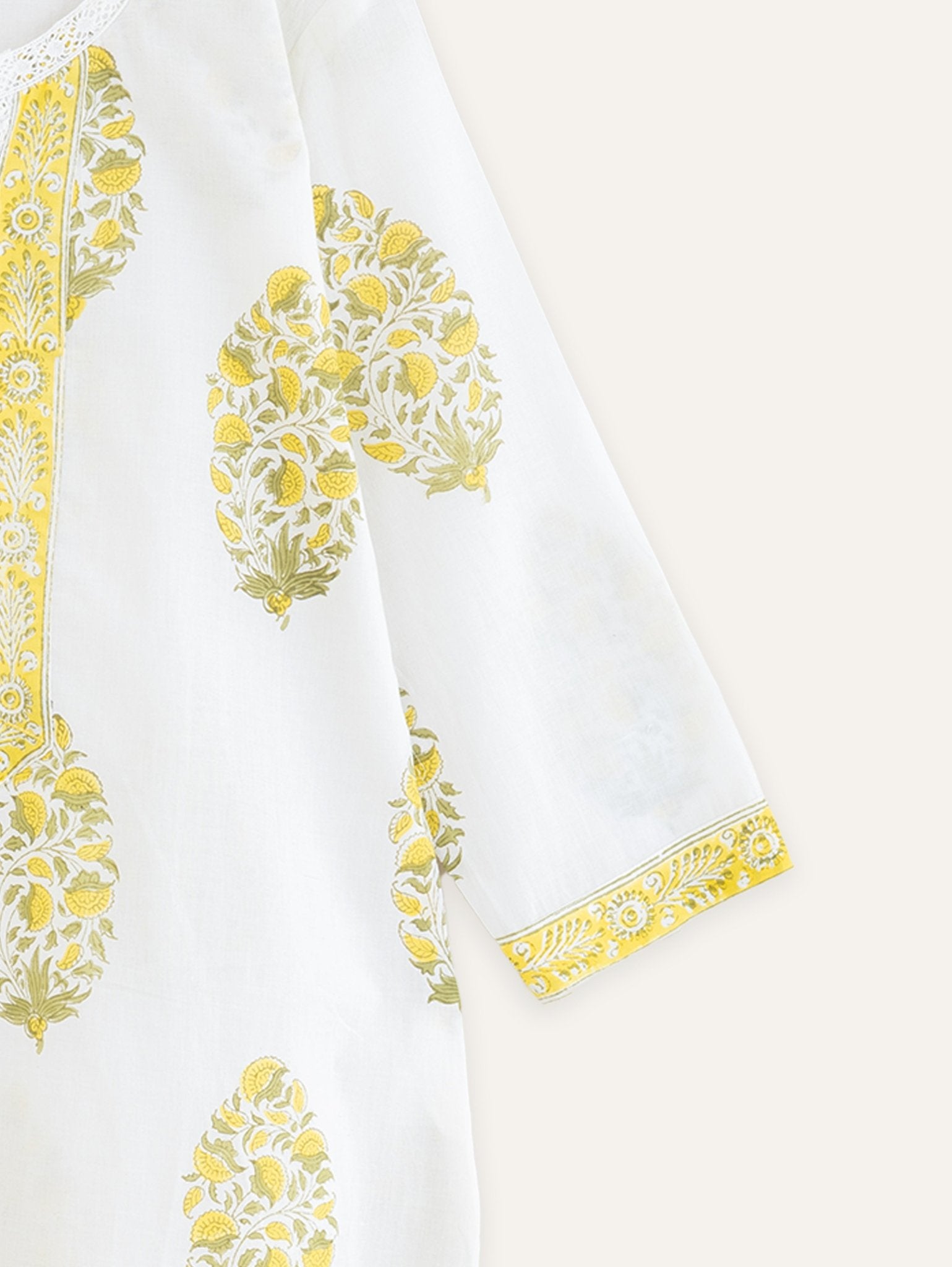 Nitara Cotton Block Printed Straight Kurta - AINA