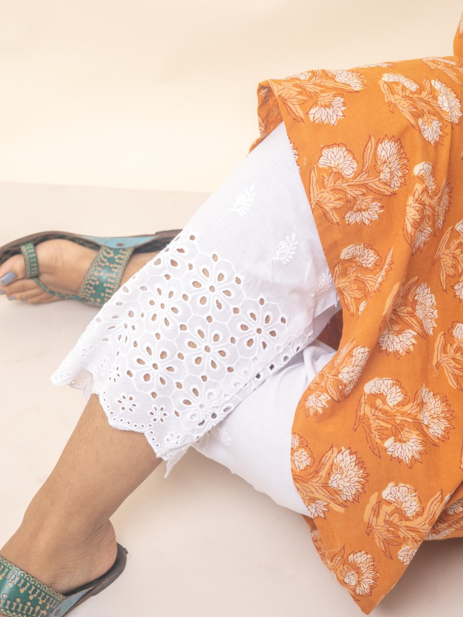 Nufia Cotton Embroidered Straight Pant - AINA