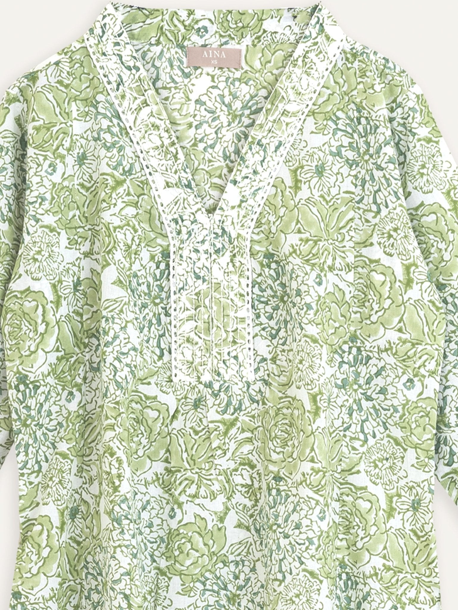 Rashika Cotton Block Printed A - Line Kurta - AINA