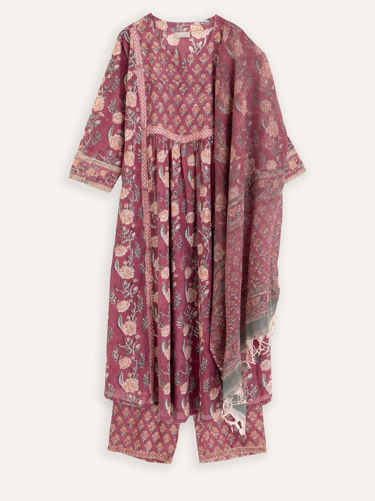 Reema Cotton Block Printed Palazzo - AINA