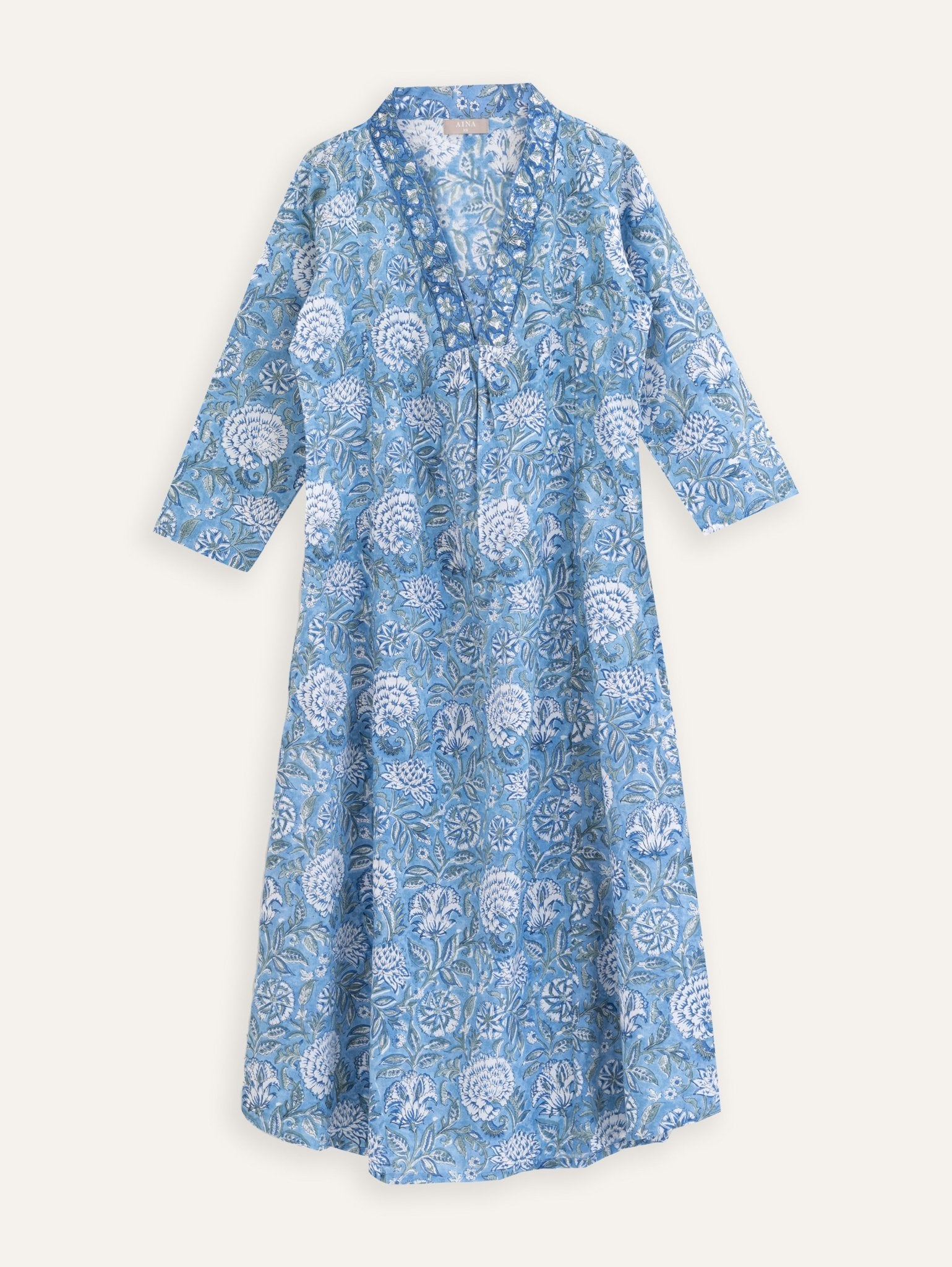 Ria Cotton Block Printed A Line Kurta - AINA