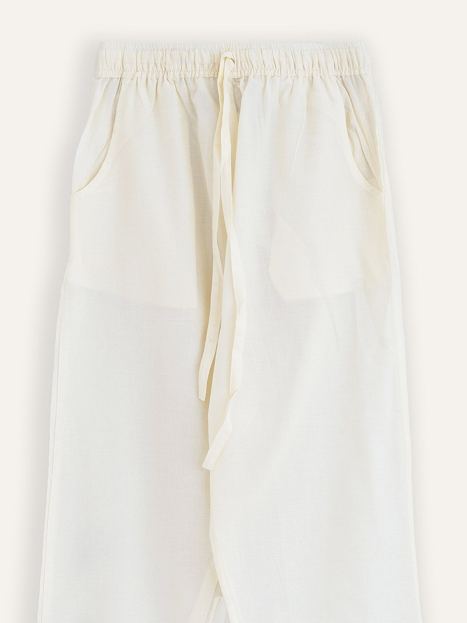 Ruba Cotton Off - white Straight Pants - AINA