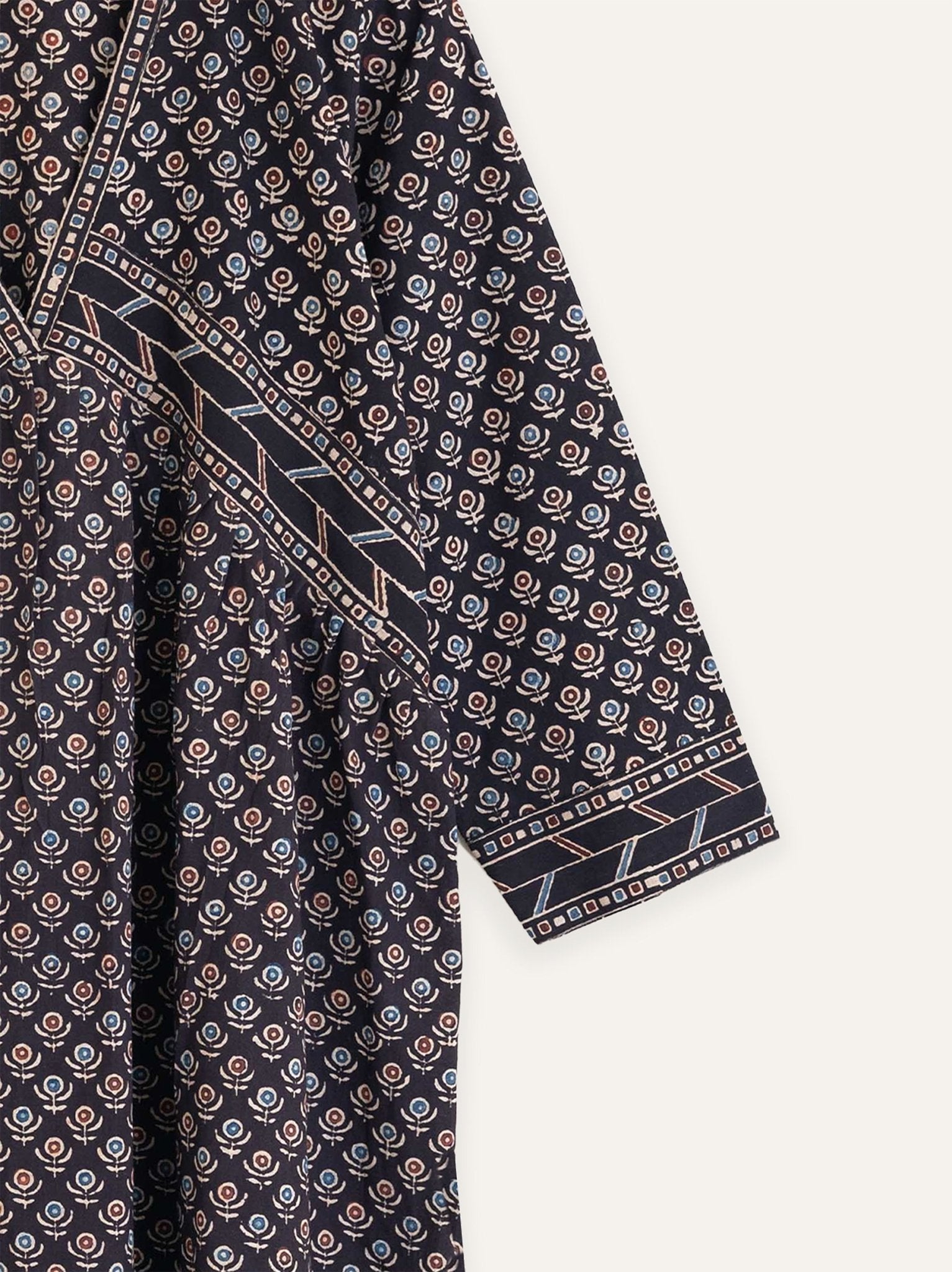 Simran Cotton Ajrakh Block Printed A-Line Kurta - AINA