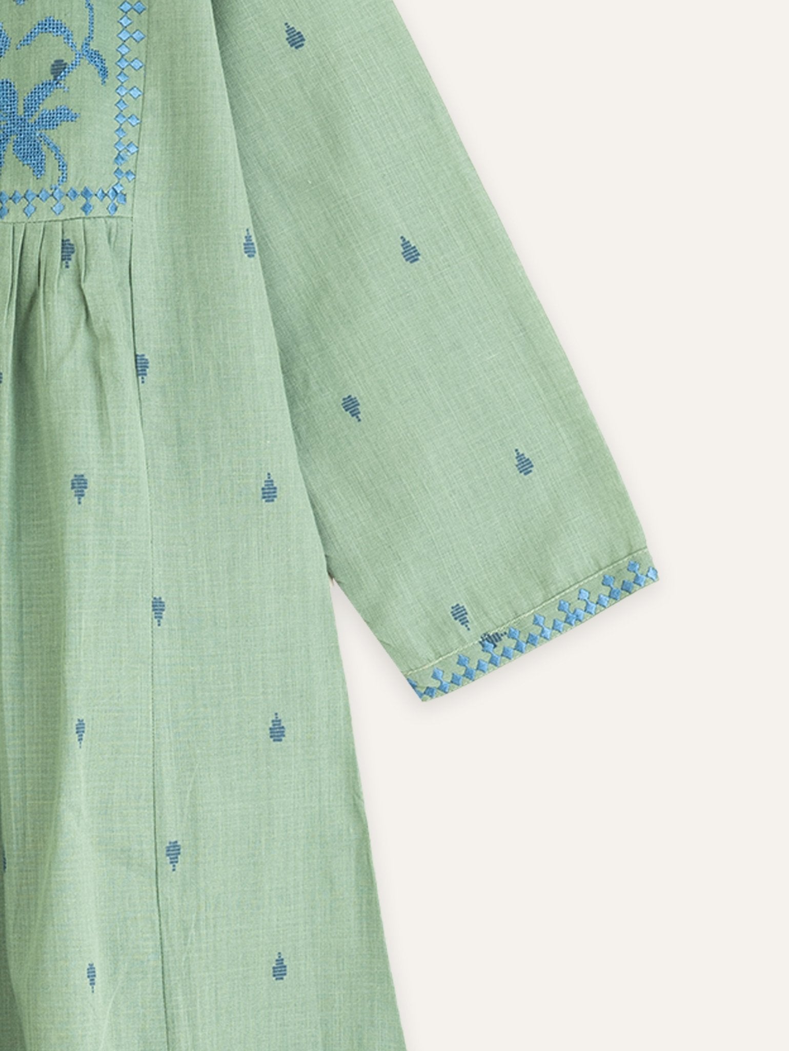 Smridhi Cotton Handloom Embroidered A - Line Kurta - AINA