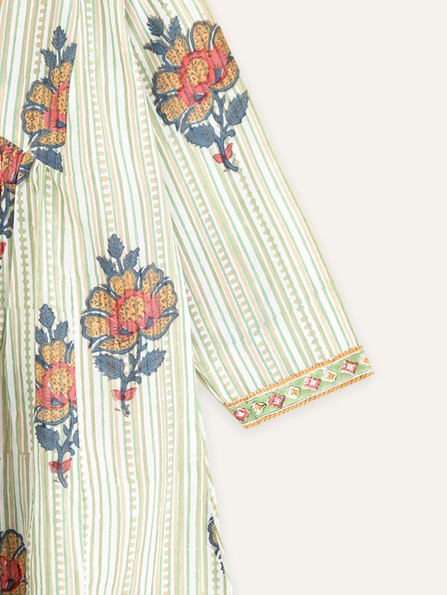 Tanusha Cotton Block Printed A - Line Kurta - AINA