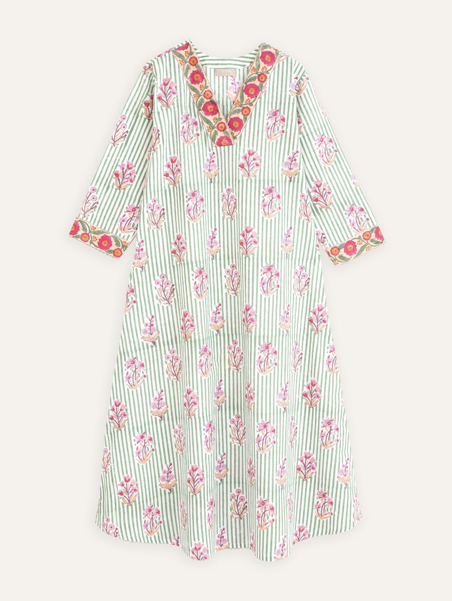 Tia Cotton Block Printed A - Line Kurta - AINA