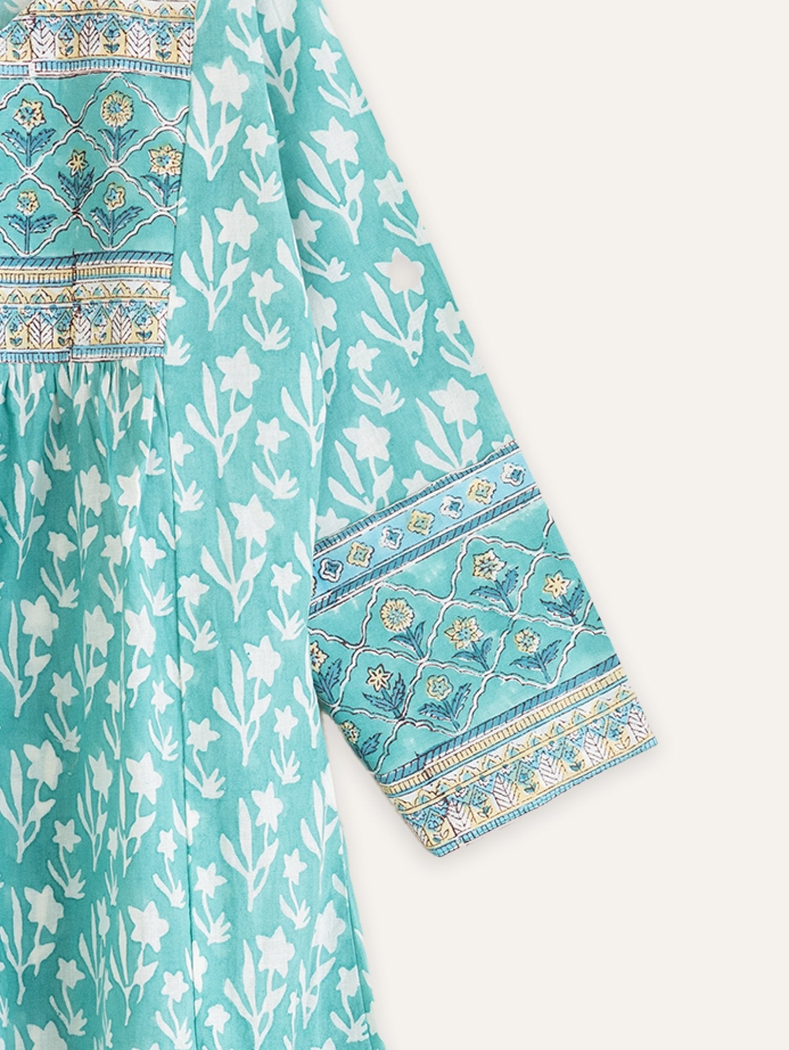 Yasra Cotton Block Printed A - Line Kurta - AINA